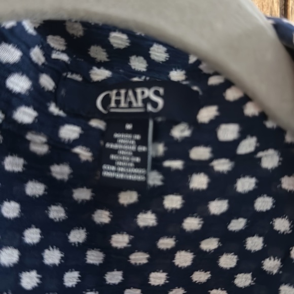 Light weight, blue, and white button down blouse - Picture 3 of 3